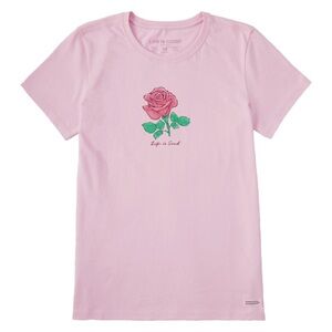 Life Is Good Women's Beautiful Rose Crusher Tee in Seashell Pink